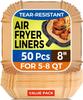 100 Pcs Air Fryer Basket Liners, Square 6 Inch Parchment, Pre-Cut for Convenience, Heat Resistant, for Easy and Fast Cleaning