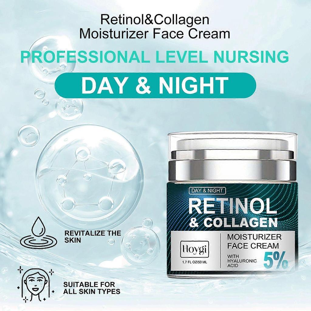 Retinol Collagen Cream for Face with 5% Hyaluronic Acid Anti-Aging Cream Anti-Wrinkle Reduce Fine Lines Lifting & Firming Cream 24-Hour Facial Care Su