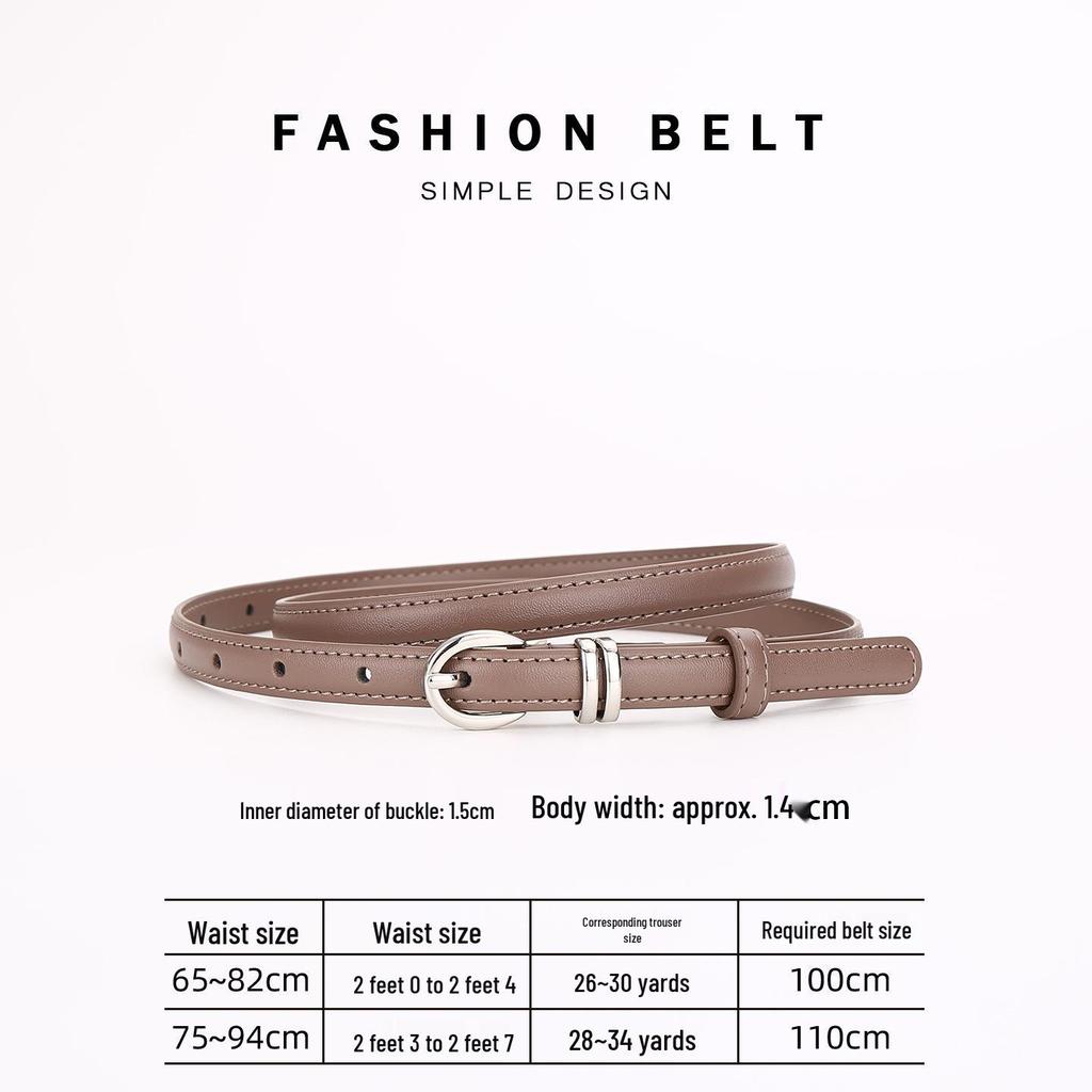 Women's Genuine Leather Dress Belt - Versatile, Thin, Fashionable Cowhide Waistband for Business Fashion