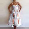 European and American Sexy U-Collar Waist Hugging Pleat Sling Big Hemline Dress Women Sexy Suspender Dress