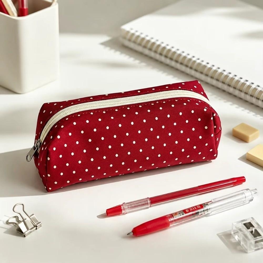 Astuccio in Tela a Pois Borsa Porta Penne Nuova Pochette per Cancelleria Uso Scolastico