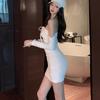 Solid Color Temperament Dress Lady Spring Summer Dresses Off-Shoulder Tube Top Slim Lace-up Dresses