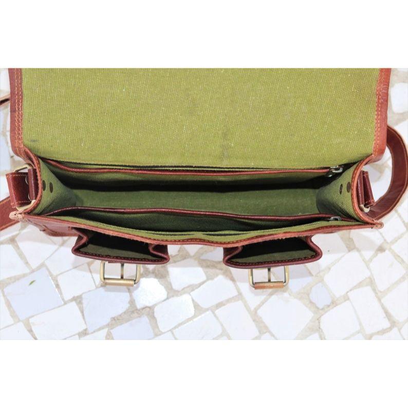 Большая сумка-мессенджер с круглыми ремнями | Красивая коричневая дизайнерская сумка — фото 5