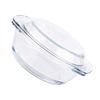 Travessa de Vidro Segura para Micro-ondas e Forno Fácil de Pegar Redonda de Vidro Transparente Travessa de Assar com Tampa para Cozinhar Boca Plana S 0,7L