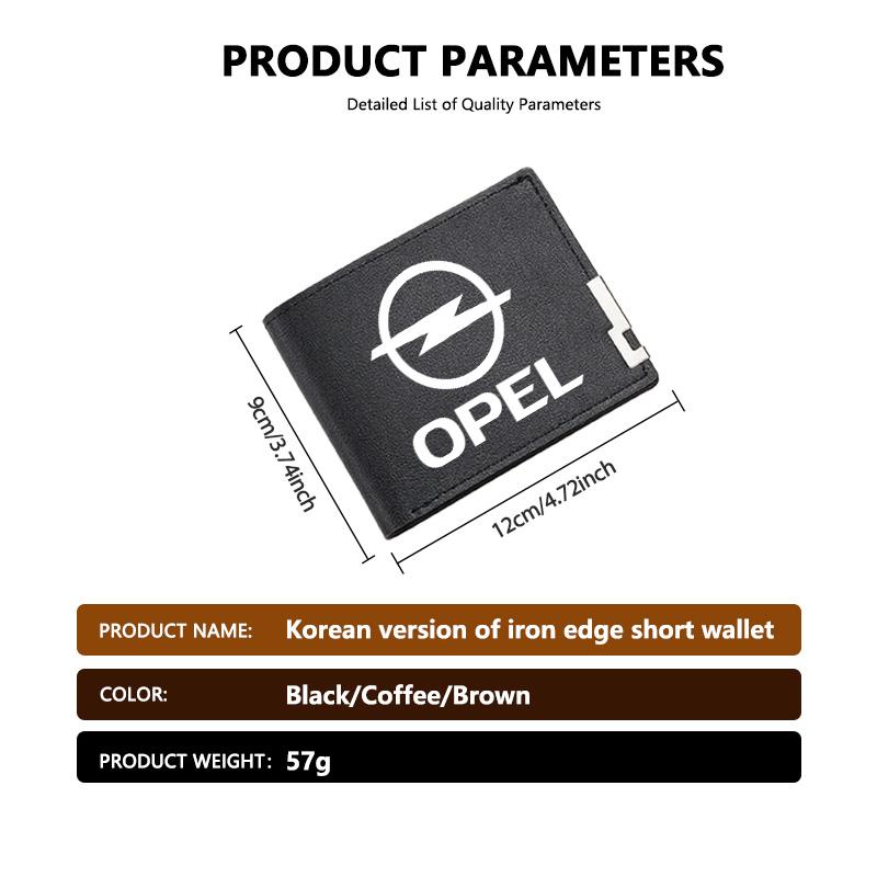 Car Men Short Iron Edge Korean Version Horizontal Wallet Card Bag For Opel Meriva Mokka Grandland Vectra Zafira Vivaro Antara