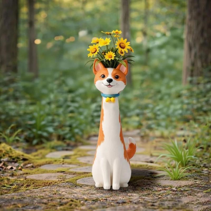 Wacky Dog Vases Funny Flower Vases,Decorative Vases Resin Puppy Sculpture Ornament for Home Decors Housewarmings Gift