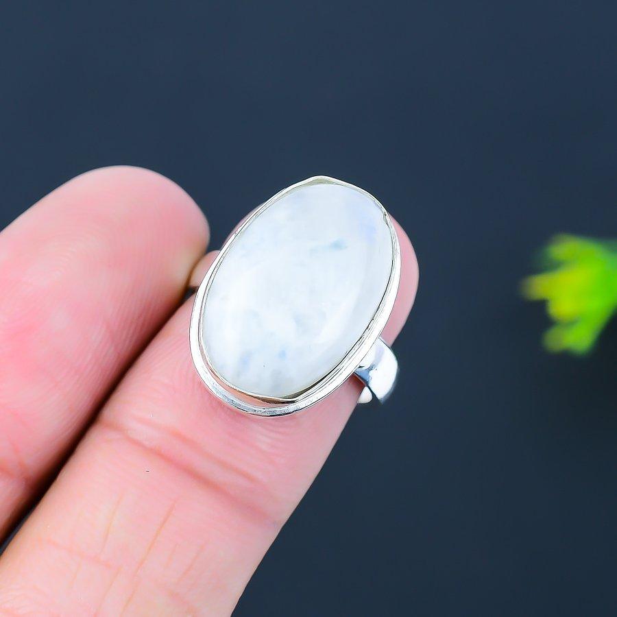 Rainbow Solar Quartz Handmade Ethnic 925 Sterling Silver Gift Ring Size 7 v4m77