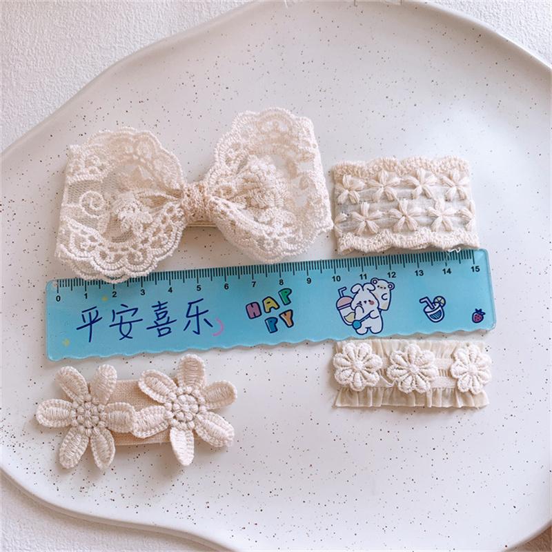 Cute Lace Flower Bow Hairpins Set Children Girls Kids Hair Clips Pins Barrettes Accessories Hairclip Headwear Headdress Ornament