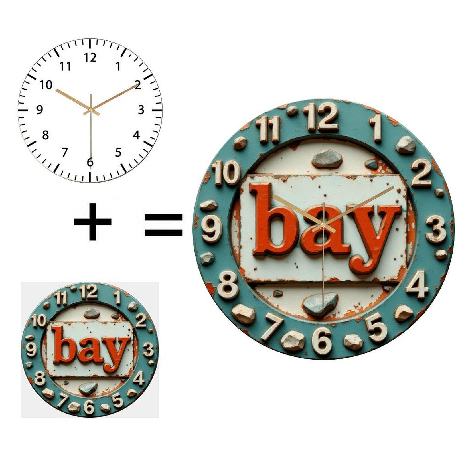 30x30cm Round Glass Wall Clock with Custom Logo Printing for Businesses (White,12 in(30.48cm))