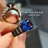 Premium Cold Wind Plated Black Gold Colored Treasure Red Corundum Ring Retro Luxury Angel Wings Blue Pointed Crystal Women'S Ring