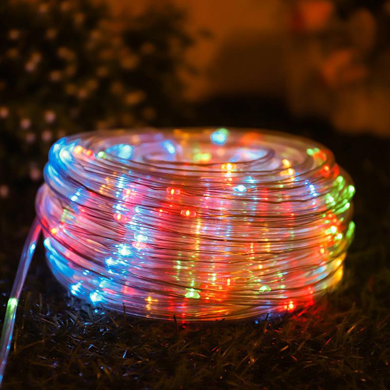Waterproof LED Solar String Lights - Rainbow Tube Fairy Lights for Trees, Outdoor Holiday Decoration
