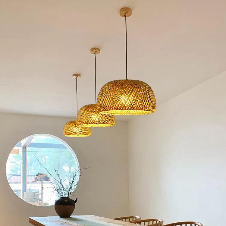 E27 DIA.30cm Japanese Style Bamboo Pendant Lights Hat Shade Pendant Lights Home Decor Indoor Hanging Chandelier Lamp