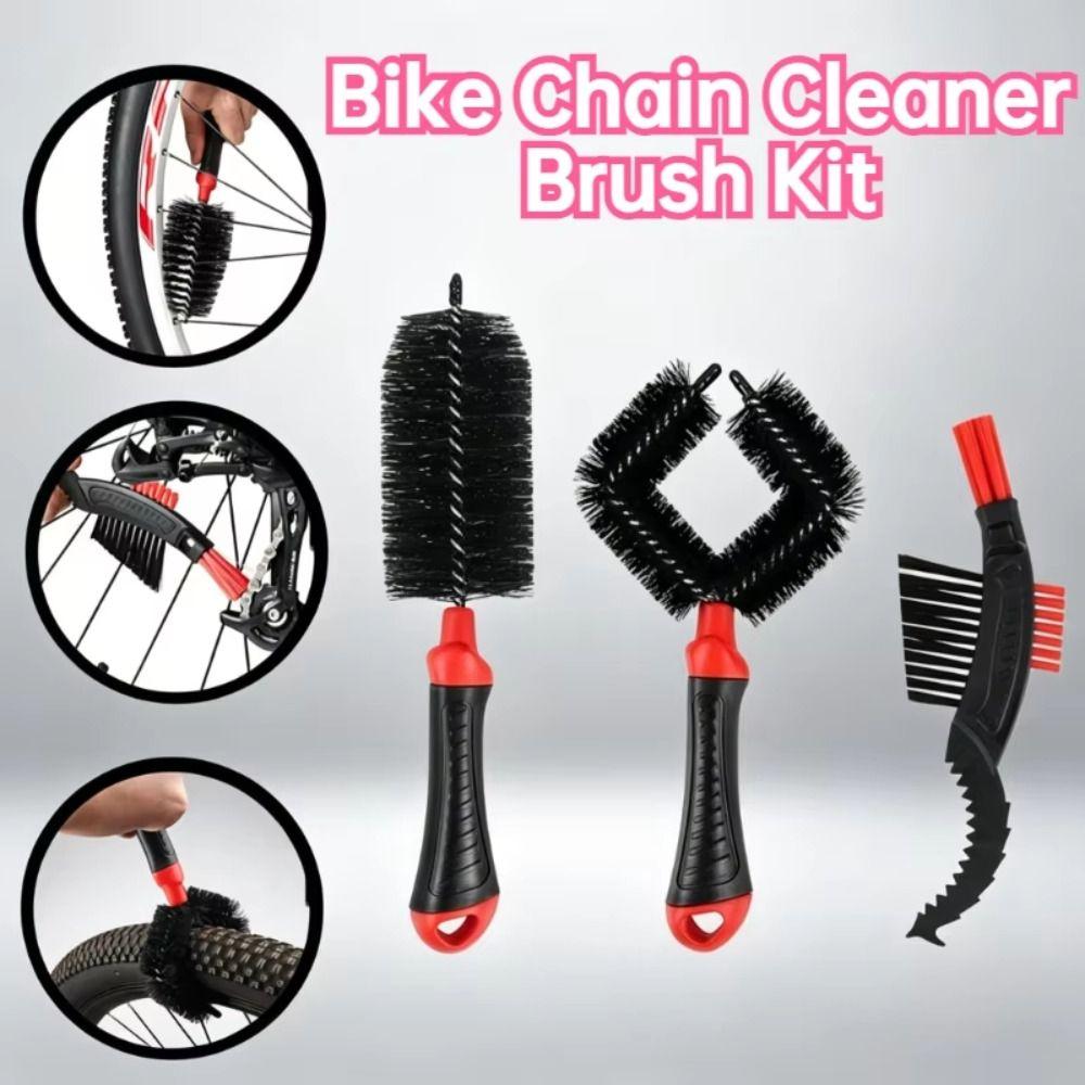 3Pcs Quick Washing Bike Chain Brush Multi-functional Chain Scrubber Mountain Bike