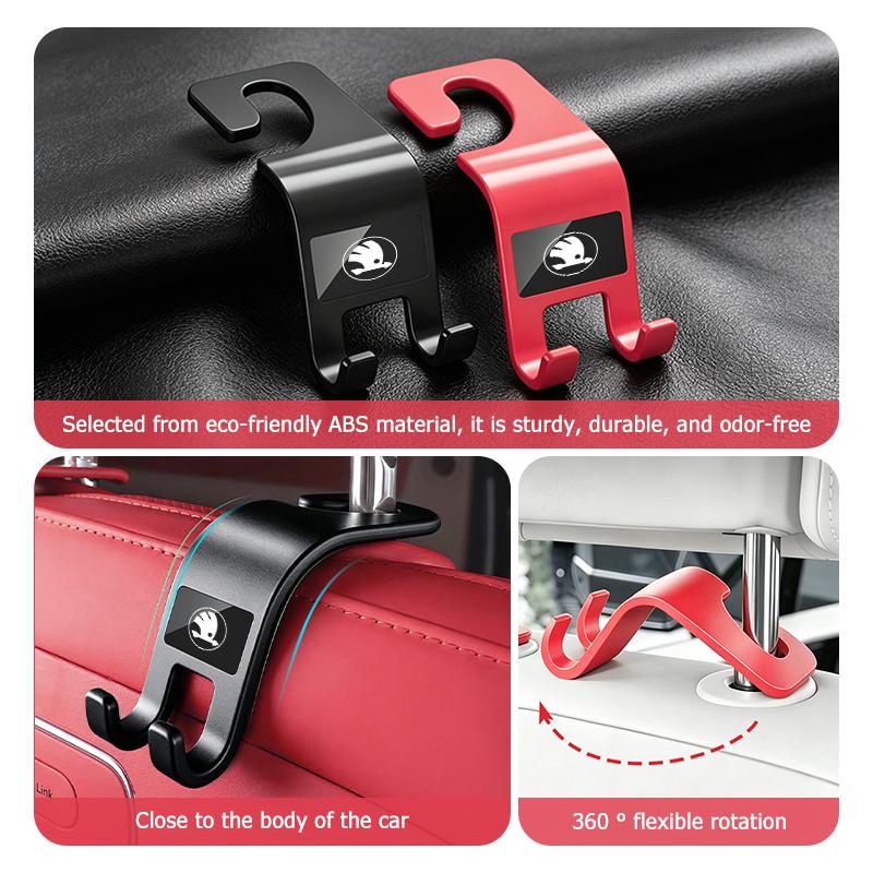 PBMN1 For Skoda Car Seat Back Hook Mobile Phone Bracket Handbag Hanger Interior Accessories Rapid Octavia Derivative Enyaq-iV VisionS