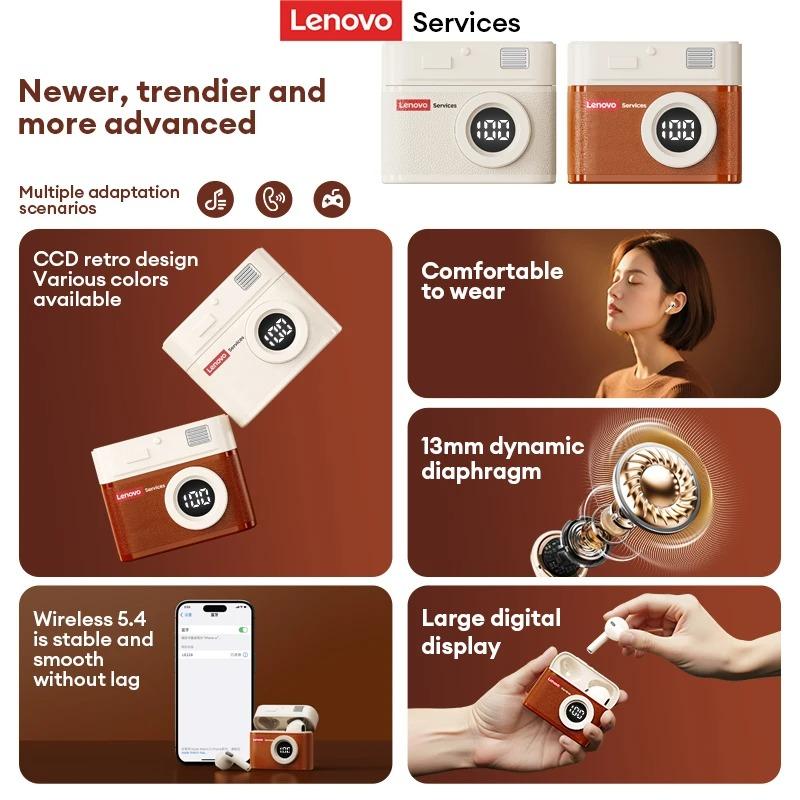 Nová bezdrátová Bluetooth 6.0 sluchátka Lenovo LE218 TWS Stereo ENC potlačení hluku Subwoofer Sportovní Herní Hudební Headset Nízká latence HD hovory s mikrofonem