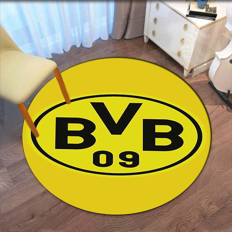 Alfombra Redonda Impresa Borussia Dortmund Alfombra para Silla Alfombra de Área Felpudos para Entrada, para Silla de Oficina Sala de Estar Dormitorio Cocina.
