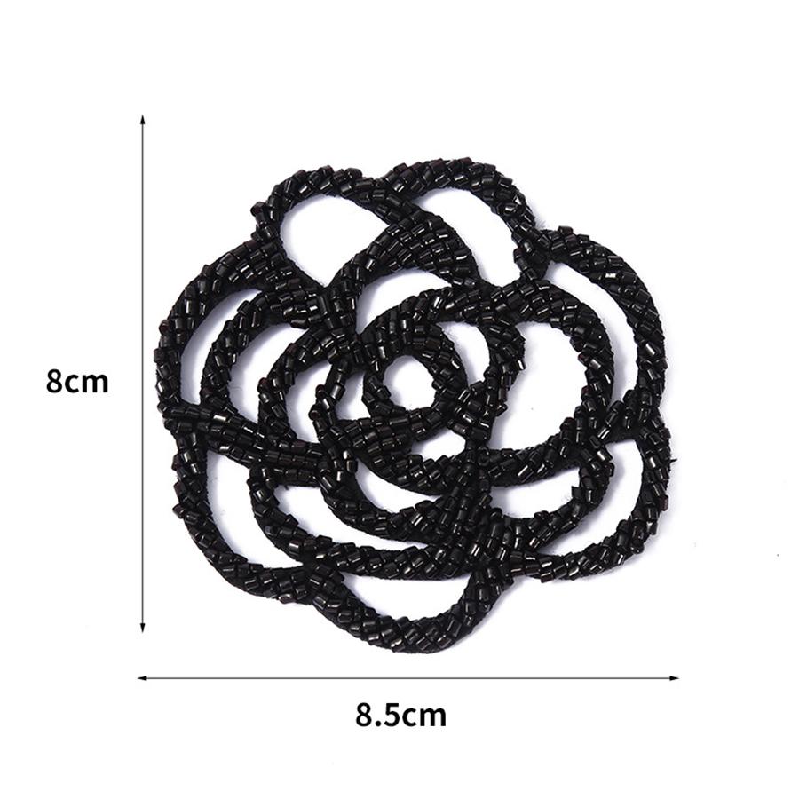 

1 шт. Біла чорна квітка камелії з бісером і аплікацією для ремонту одягу