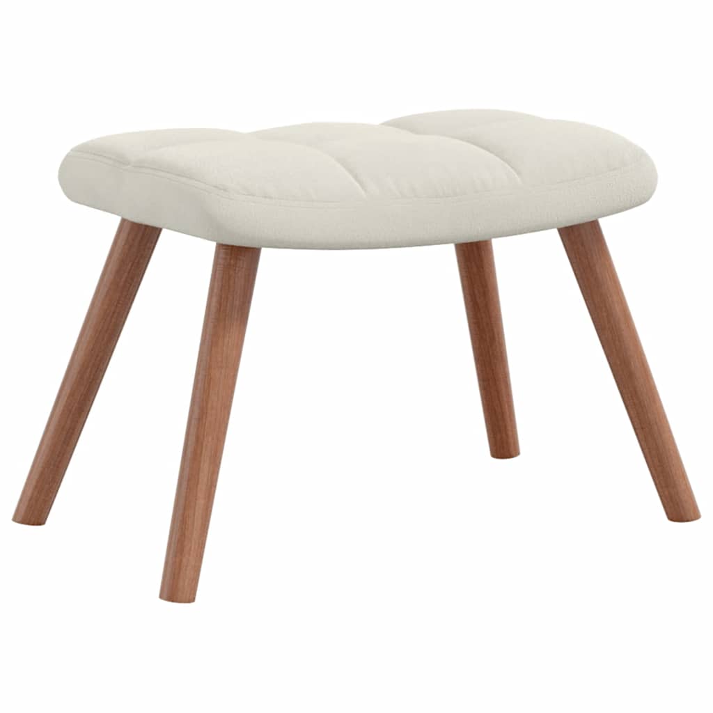 Cream White Velvet Relaxation Armchair with Footstool
