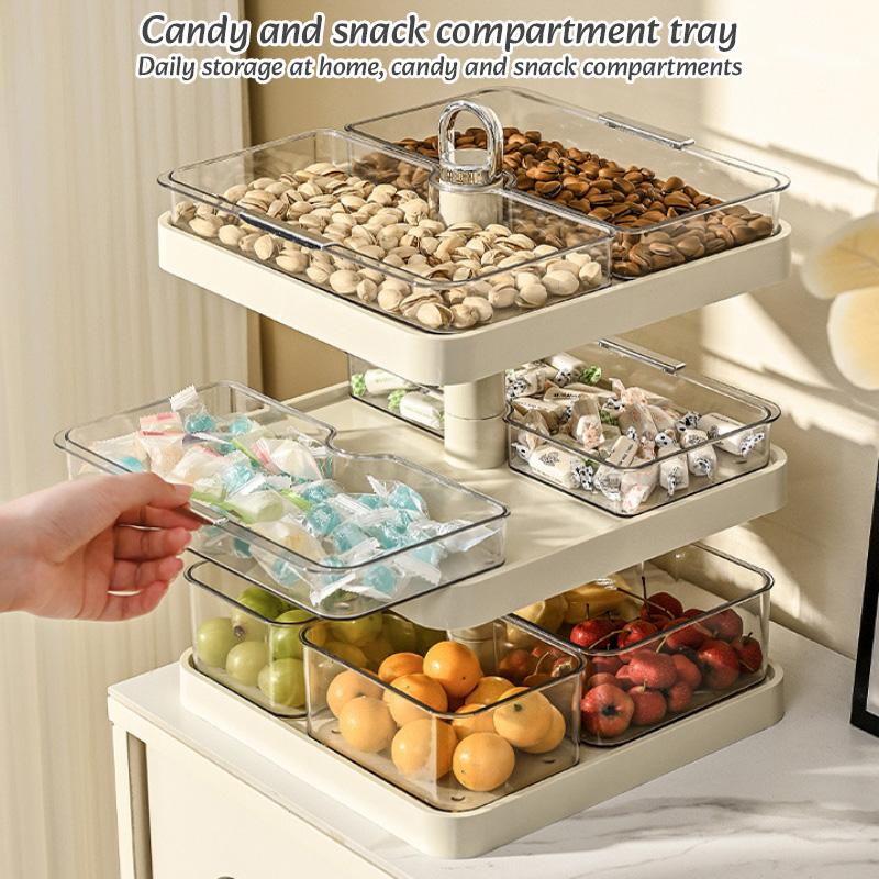 Divided Serving Platter Multi-funct Household High-grade Dried Fruit Plate Snack Fruit Storage Rack Rotatable Snack Candy Plates