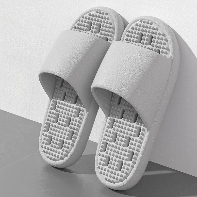 Bathroom bath anti-slip slippers, all-season indoor home leakage quick-drying thick-soled massage breathable cooling slippers