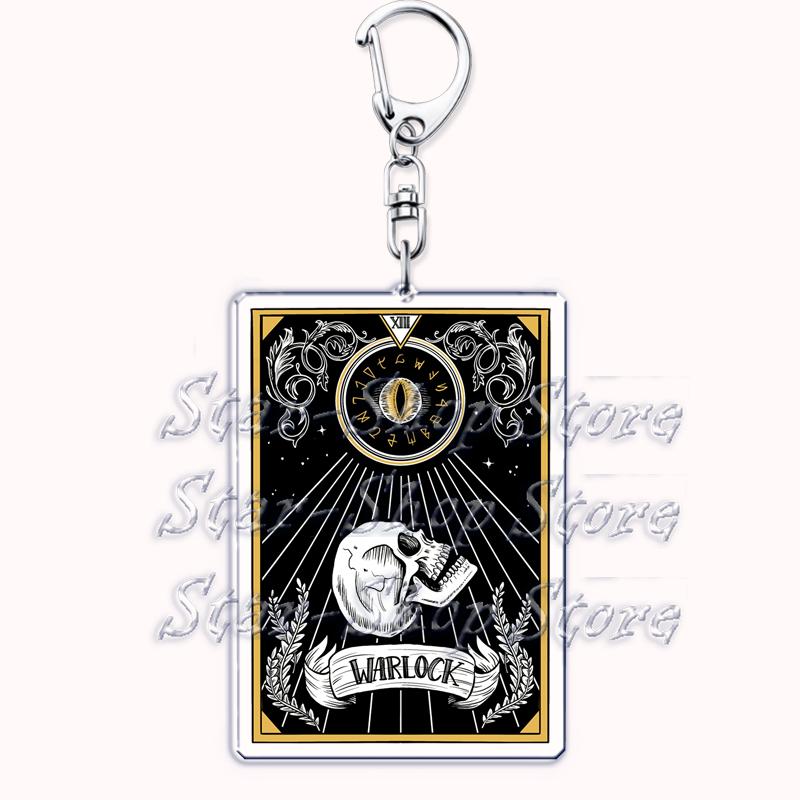 Popular Culture Halloween Tarot Card Keychains for Accessories Moon Luna Death Keyring Jewelry Fans Lovers Friends Reader Gifts