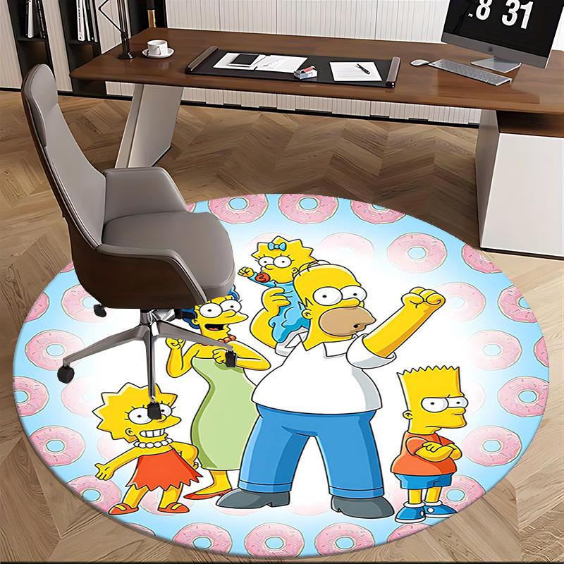 Simpsons Family,Donut Background Chair mat Round Rug Office carpet, Machine Washable, Non slip, Suitable for Living Rooms, Bedrooms