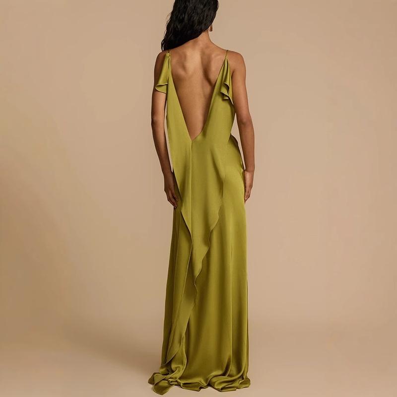 European Style Spring and Summer Spaghetti Strap Maxi Dress INS Casual Loose Fit Vacation