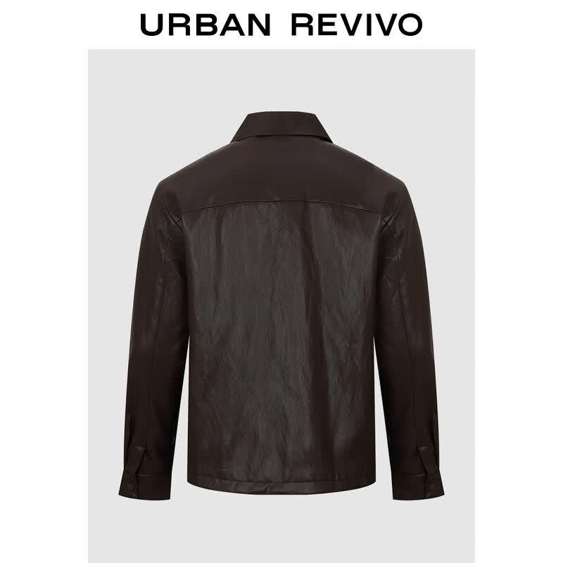 Men s Stylish Commuter Faux Leather Jacket L вино красного