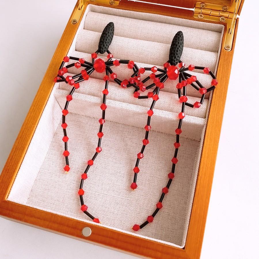 Silver Needle Diamond Oval Pendant Fringed Earrings Medieval Vintage Court Style Stud Earrings Light Luxury Retro Earrings