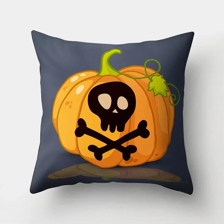 45x45cm Halloween Pumpkin Ghost Black Cat Print Cushion Cover Home Living Room Sofa Decoration Pillow