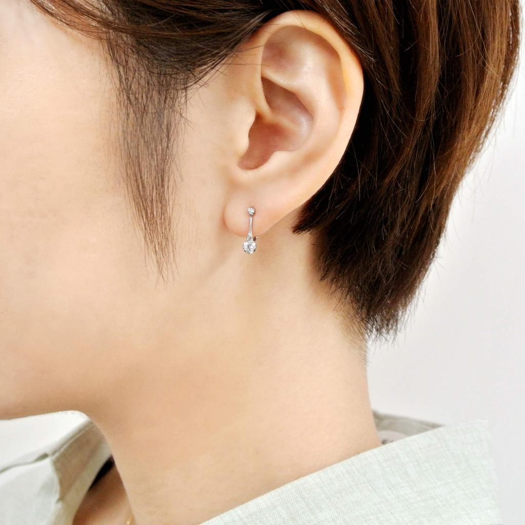 Earrings K10 White Gold Basic White Topaz AJBE2359 TH [Official] [Vendome Aoyama]