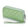 Double Zipper Clutch Bag for Women Genuine Leather Coin Pocket Money Purse Women's Clutches Female Clutch Purse with Wrist Strap