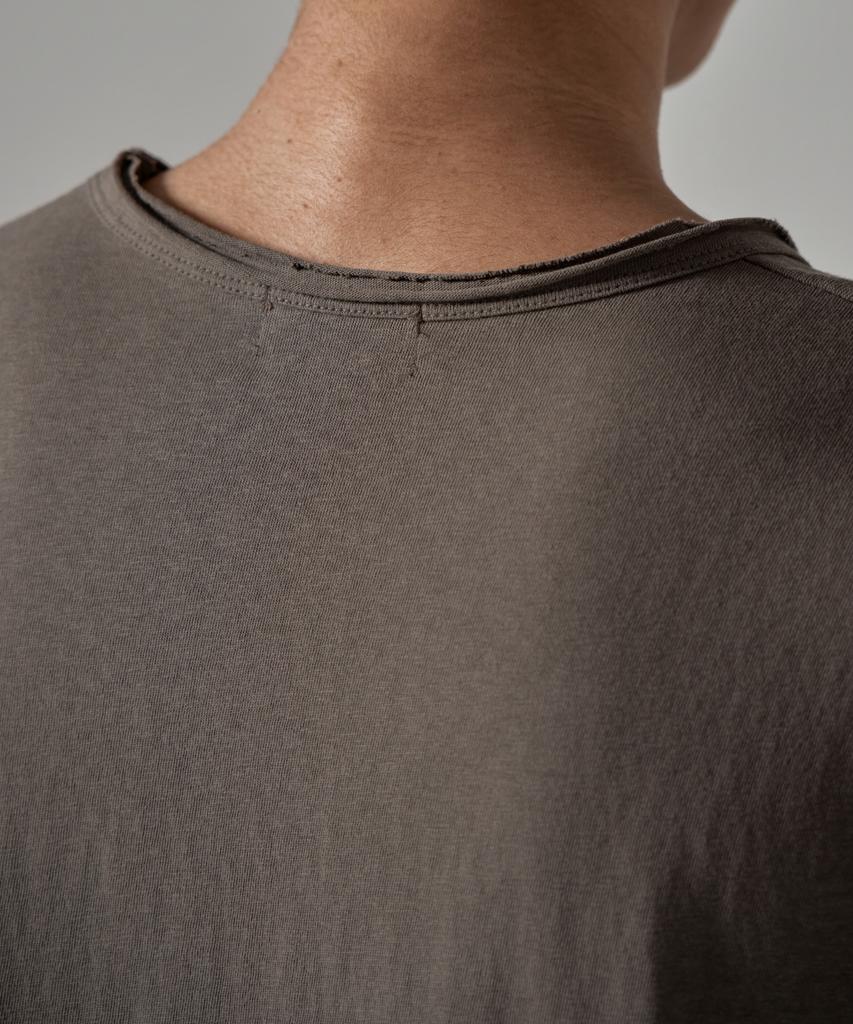 WAAR M1087 Cutoff Round Short Sleeve T-Shirt_Brown
