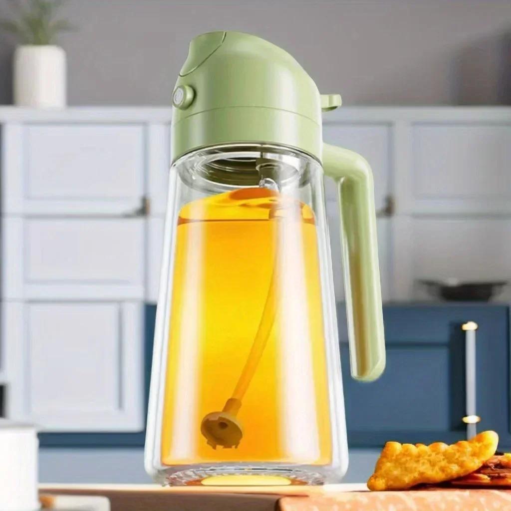 2 In 1 Glass Spray Oil Sprayer Bottle 470ml Spray Oil Dispenser Bottole Cruet BBQ Kitchen Baking Roasting Picnic Kitchen Tool