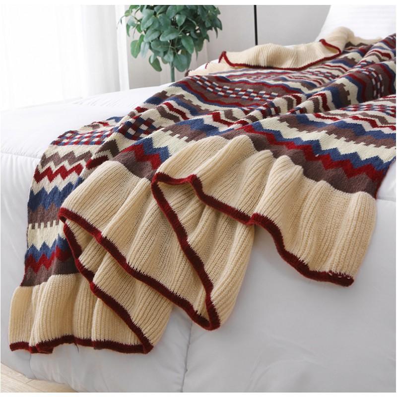 Nordic Vintage Ruffled Throw Blanket Bed End Sofa Cozy Lightweight Acrylic Knit