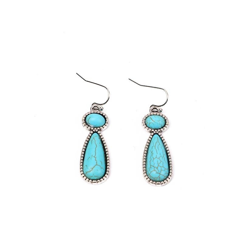 Bold Turquoise Statement Earrings Women Geometric Alloy Drop Green White Blue Ins Style