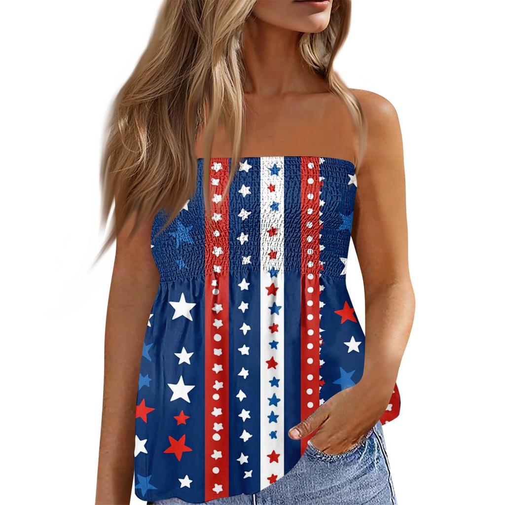 Summer Tube Tops For Women,Cute Sexy Off Shoulder Print Sleeveless T-Shirt