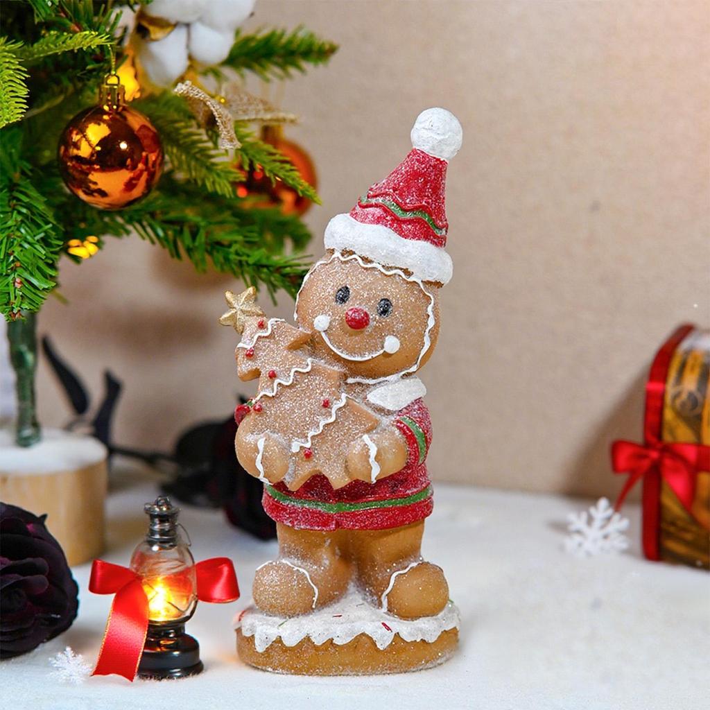 2025 Gingerbread Man Figurine Small Christmas Sculpture Resin Gingerbread Boy And Girl Shape Figurine Christmas Ornament