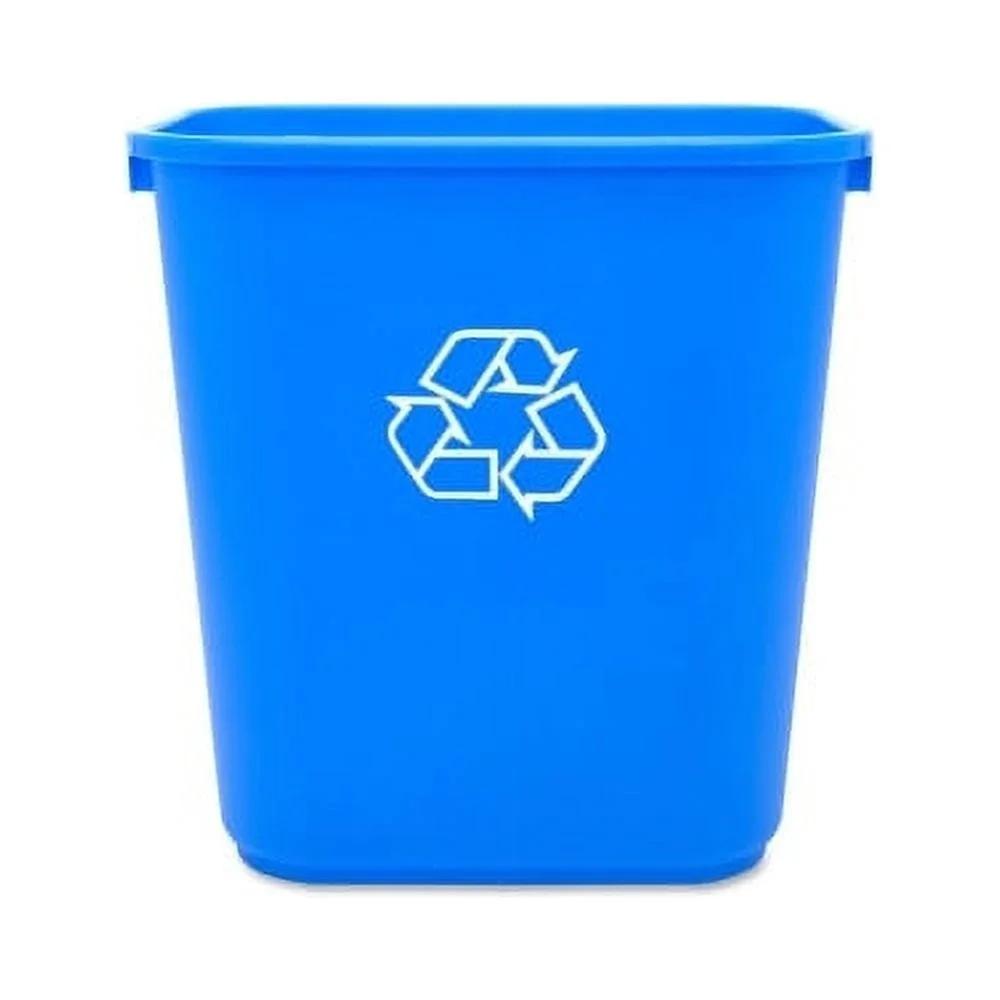 Recycle Wastebasket 28.5 Quart Indoor Outdoor Rectangular Plastic Garbage Can Deskside Low-Profile Waste Bin Eco-Friendly