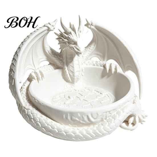 Langlebige PLA Drachenskulptur Gotisches Schmuckschalen-Tablett, 3D-gedruckte Figur, Mythisches Wesen Desktop-Form Aufbewahrungs-Tablett Organizer für Schlüssel Münzen