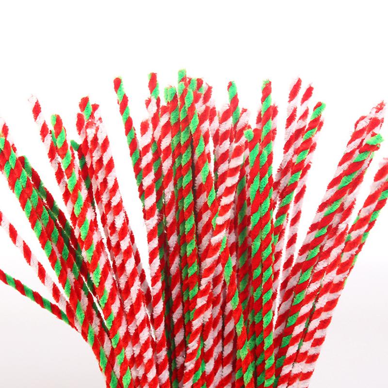 50pcs Colorful Chenille Stem Pipe Twisted Stick Rod Strip Toys Christmas Tree DIY Material New Year Christmas Party Supplies