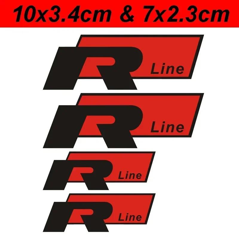 For Volkswagen VW Valve Stems Caps 4Pcs Car Brake Caliper Wheel Decals Brake Sticker For Volkswagen VW Rline R Line ABT Logo Polo Passat Golf Bora zs7