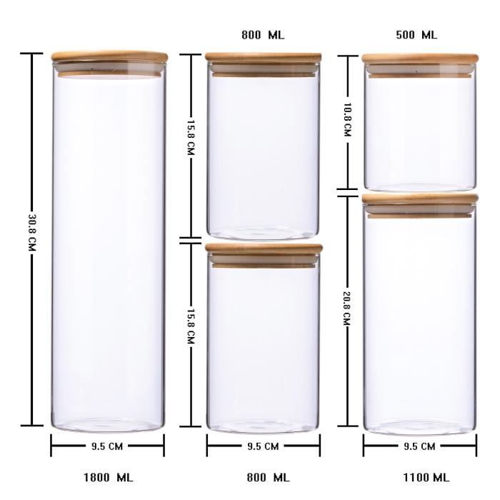 Food Storage Containers Conservation In Borosilicate Glass with Airtight Lid (set of 5)