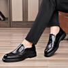 Slip on Business men's leather shoes Casual gentleman's daily comfortable style Work and office Black shoes New versatile