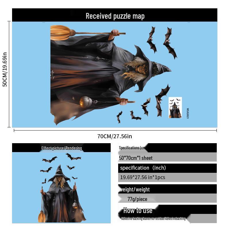 2025 Halloween Scary Skeleton & Red Eye Wall Sticker for Haunted House Décor