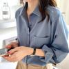 Navava Vintage Office Solid Long Sleeve Collar Shirt Nb2512