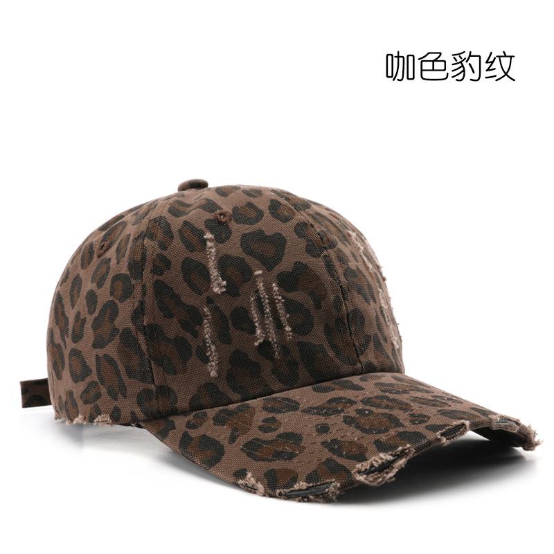 Hat Leopard Print Ripped Personalized Cap Outdoor Travel Sunscreen Shade Baseball Cap