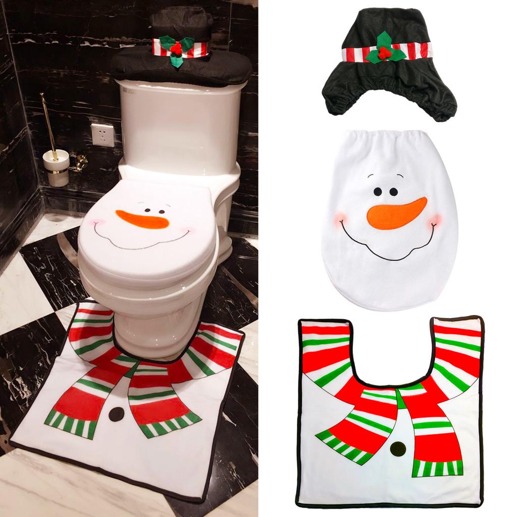 Cute Christmas Toilet Seat Covers Creative Santa Claus Bathroom Mat Xmas Supplies for Home New Year Navidad Gift Decoration