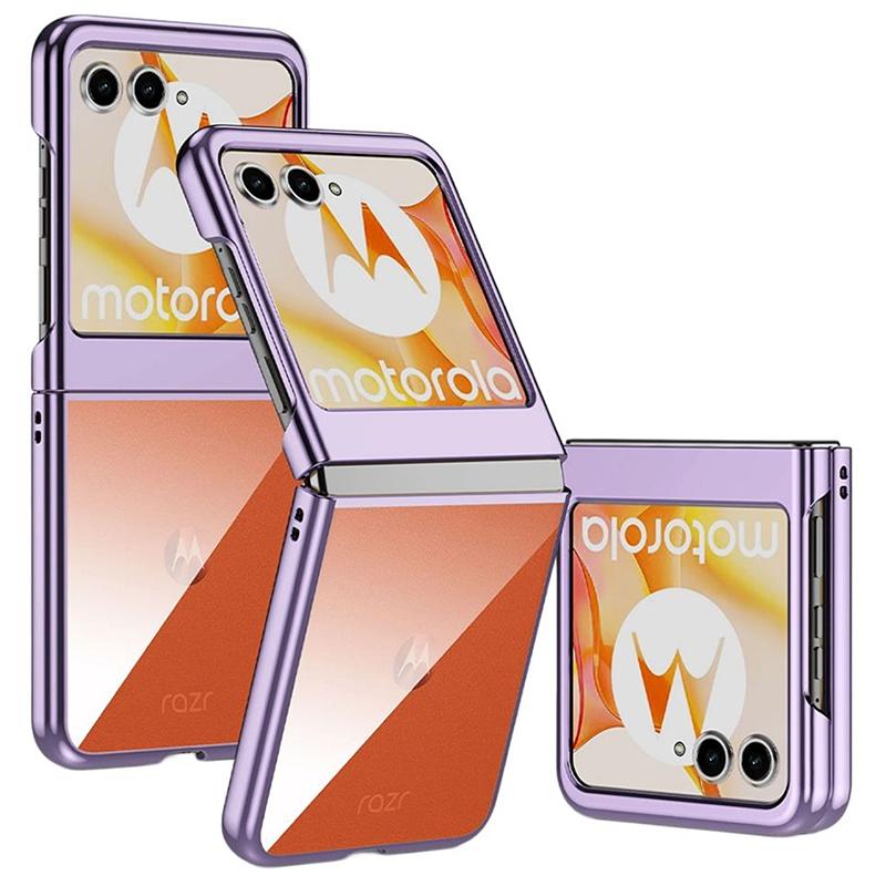

For Motorola Razr 50 5G Case Electroplating Ultra Thin Transparent PC Phone Cover Purple