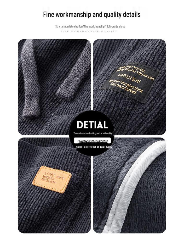 Herren 2025 Winter Fleece-gefütterte Cord-Sweathose: Dicke lässige Baumwollhosen für Herbst & Winter